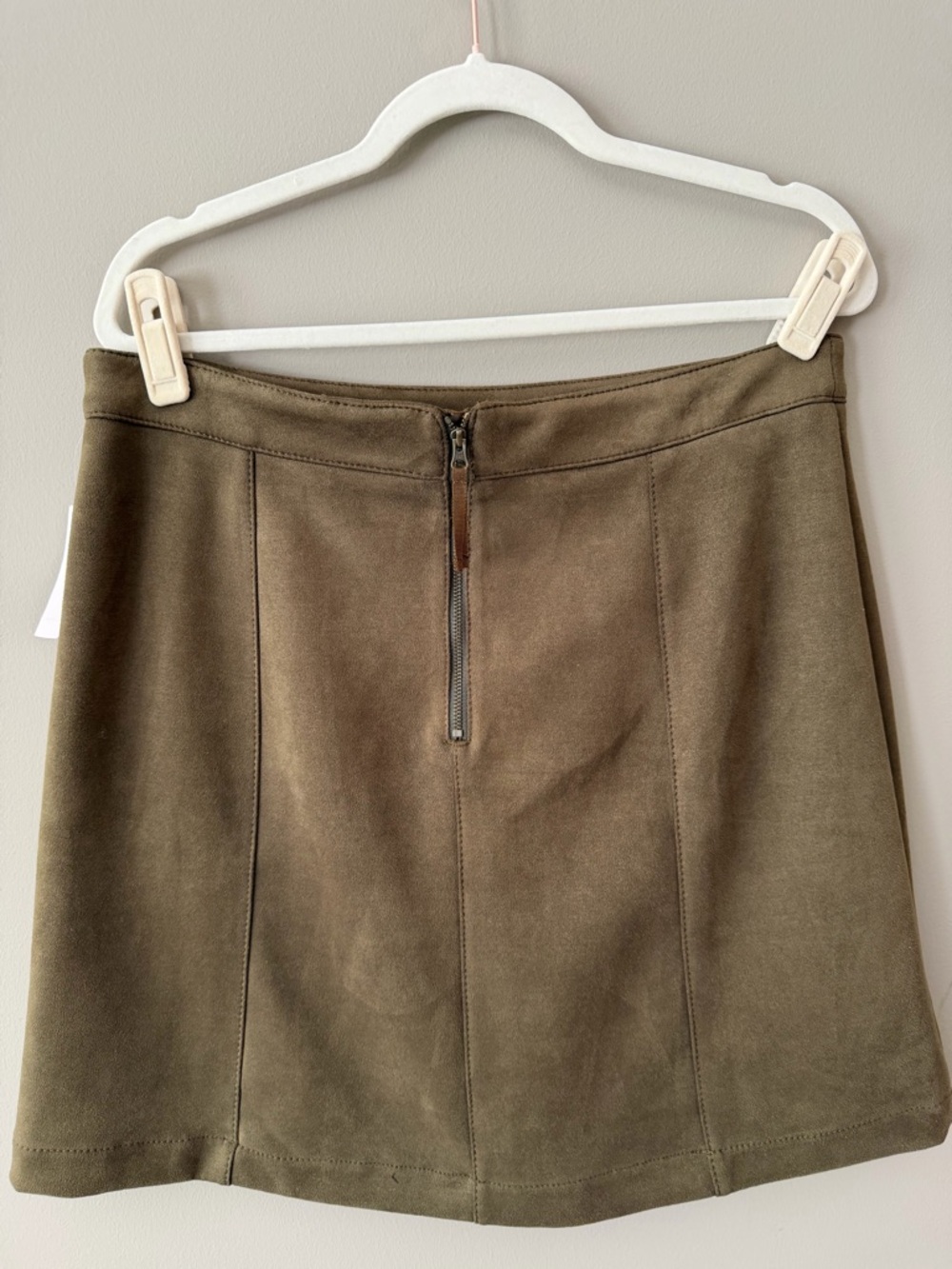 Anthropologie Olive Green Suede-Look Circle Skirt - Picture 2 of 4